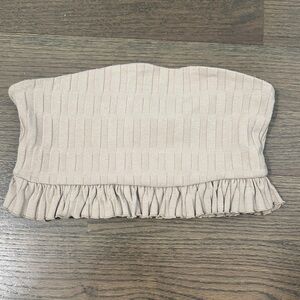 Zara Beige Ribbed Crop Top